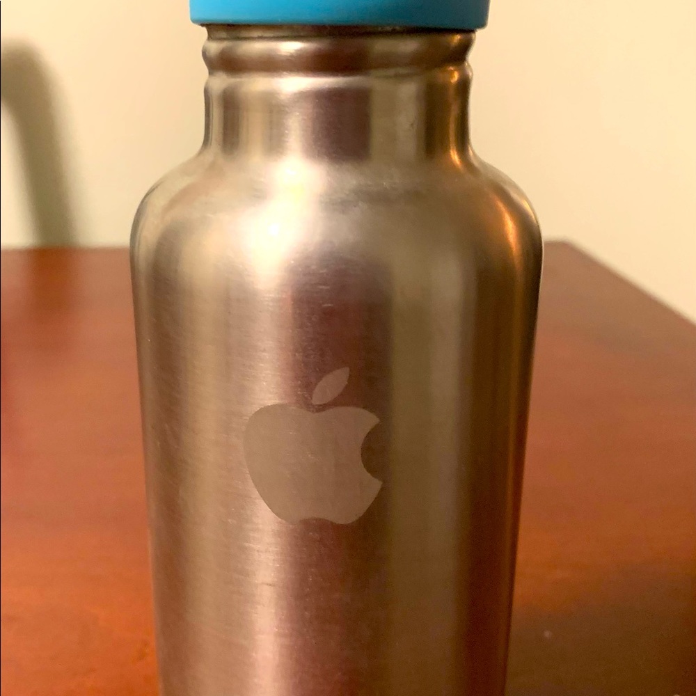Silver metallic Apple logo water bottle 12oz